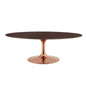 Lippa 36" Oval Wood Coffee Table, Wood, Metal Steel, Rose Gold Dark Brown Brown Walnut, 20977
