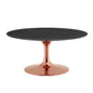 Lippa 36" Artificial Marble Coffee Table, Artificial Marble, Metal Steel, Rose Gold Black, 20979