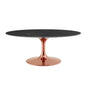 Lippa 42" Oval Artificial Marble Coffee Table, Artificial Marble, Metal Steel, Rose Gold Black, 20980