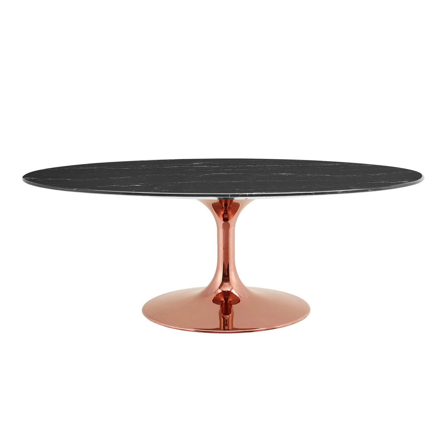 Lippa 48" Oval Artificial Marble Coffee Table, Artificial Marble, Metal Steel, Rose Gold Black, 20981