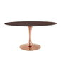 Lippa 60" Oval Wood Dining Table, Wood, Rose Gold Dark Brown Brown Walnut, 20982
