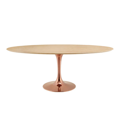Lippa 78" Oval Wood Dining Table, Wood, Rose Gold Brown Natural, 20985