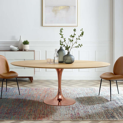 Lippa 78" Oval Wood Dining Table, Wood, Rose Gold Brown Natural, 20985