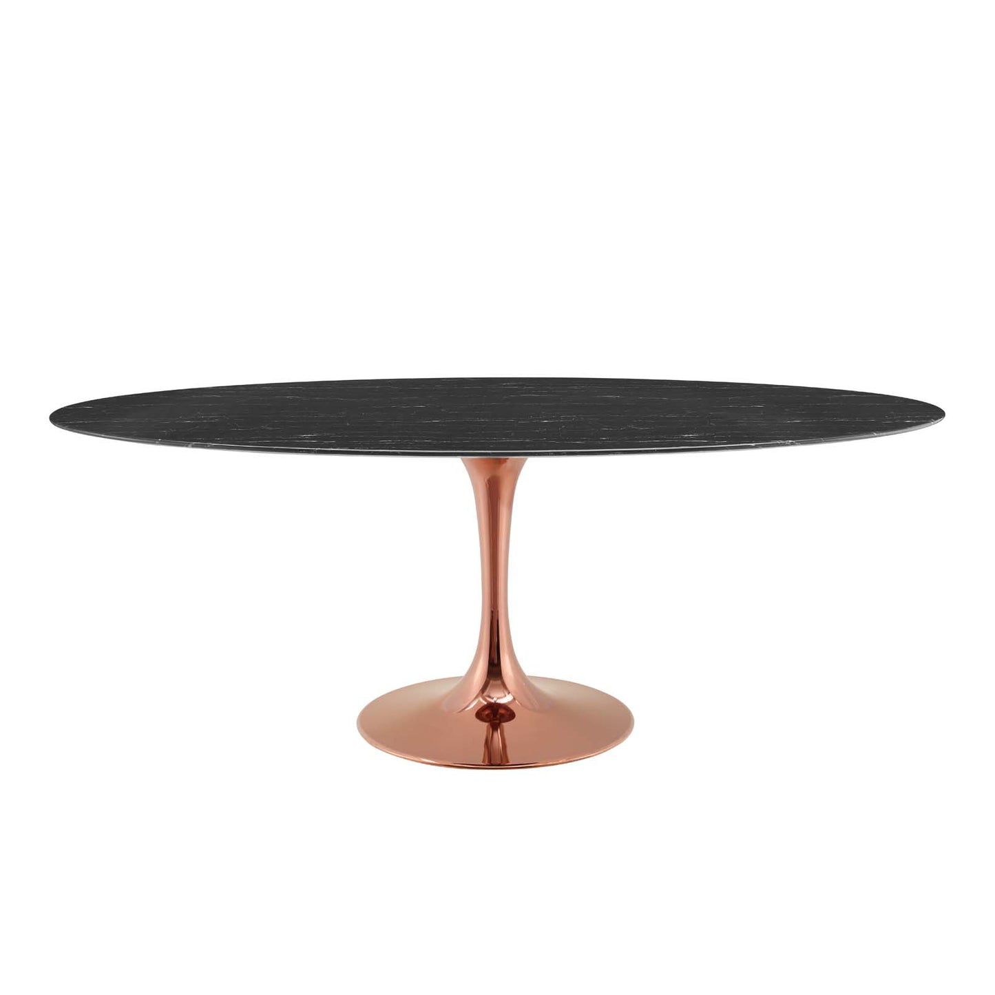 Lippa 78" Oval Artificial Marble Dining Table, Artificial Marble, Metal Steel, Rose Gold Black, 20986