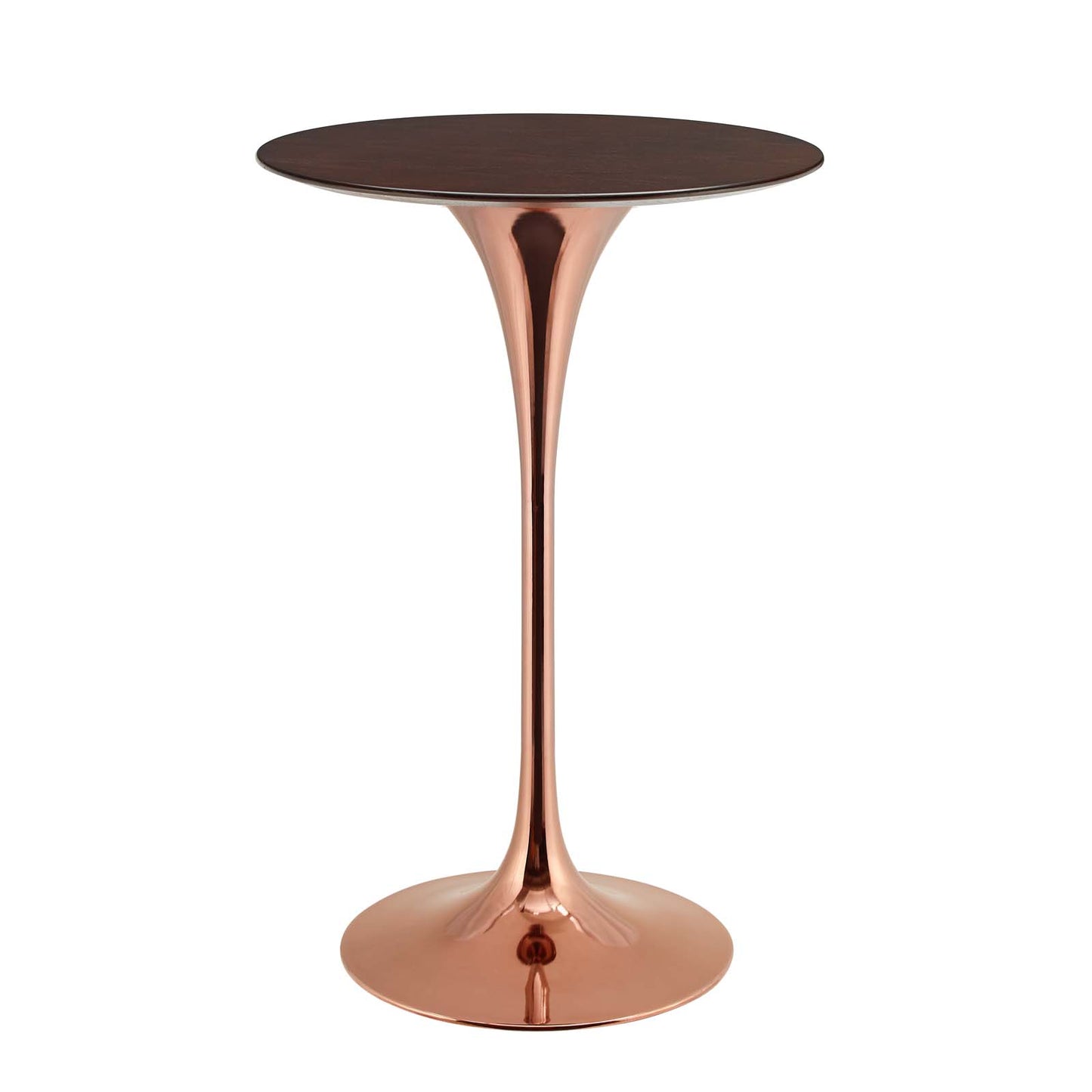 Lippa 28" Wood Bar Table, Wood, Metal Steel, Rose Gold Dark Brown Brown Walnut, 20987