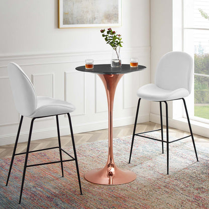 Lippa 28" Artificial Marble Bar Table, Artificial Marble, Metal Steel, Rose Gold Black, 20991