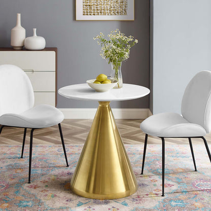 Tupelo 28" Dining Table, Wood, Metal Steel, Gold White, 20992