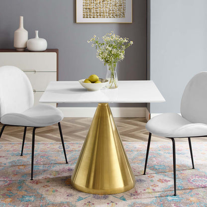 Tupelo 36" Square Dining Table, Wood, Metal Steel, Gold White, 20996