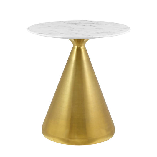 Tupelo 28" Artificial Marble Dining Table, Artificial Marble, Metal Steel, Gold White, 20997