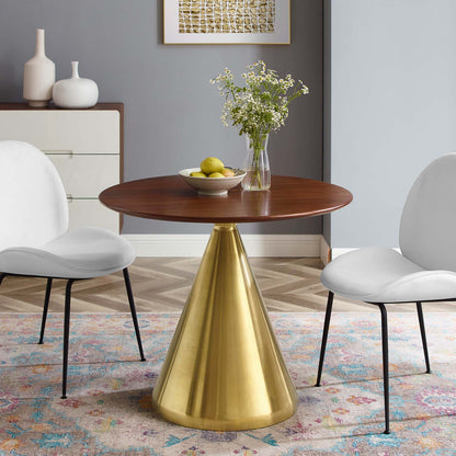 Tupelo 36" Dining Table, Wood, Metal Steel, Gold Brown Brown Walnut, 20999