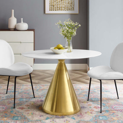 Tupelo 42" Oval Dining Table, Wood, Metal Steel, Gold White, 21000