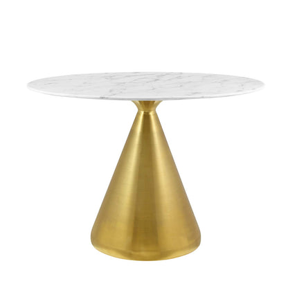 Tupelo 42" Oval Artificial Marble Dining Table, Artificial Marble, Metal Steel, Gold White, 21001