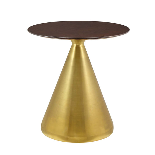 Tupelo 28" Dining Table, Wood, Metal Steel, Gold Dark Brown Brown Walnut, 21002