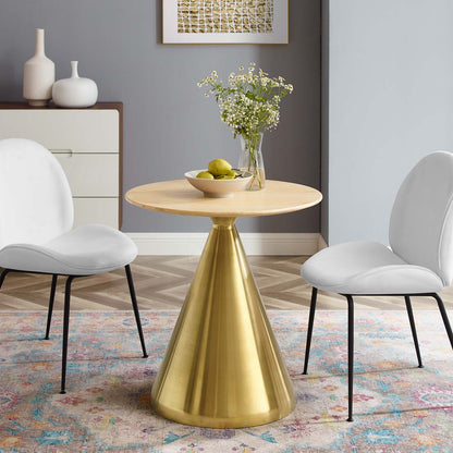 Tupelo 28" Dining Table, Wood, Metal Steel, Gold Brown Natural, 21003