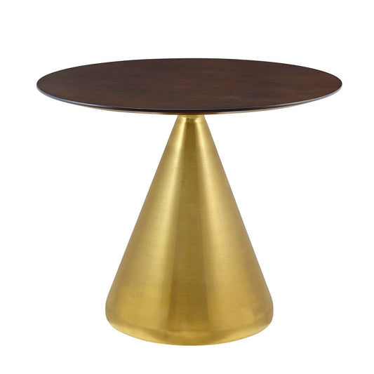 Tupelo 36" Dining Table, Wood, Metal Steel, Gold Dark Brown Brown Walnut, 21004