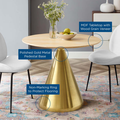 Tupelo 36" Dining Table, Wood, Metal Steel, Gold Brown Natural, 21005
