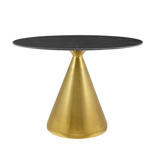 Tupelo 42" Oval Artificial Marble Dining Table, Artificial Marble, Metal Steel, Gold Black, 21008