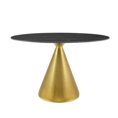 Tupelo 48" Oval Artificial Marble Dining Table, Artificial Marble, Metal Steel, Gold Black, 21009