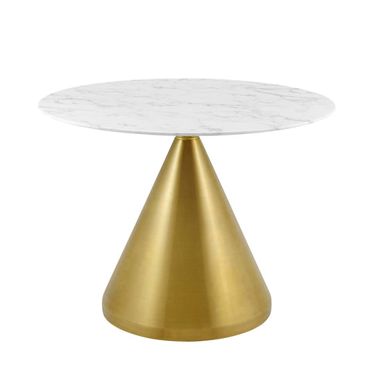 Tupelo 40" Artificial Marble Dining Table, Artificial Marble, Metal Steel, Gold White, 21013