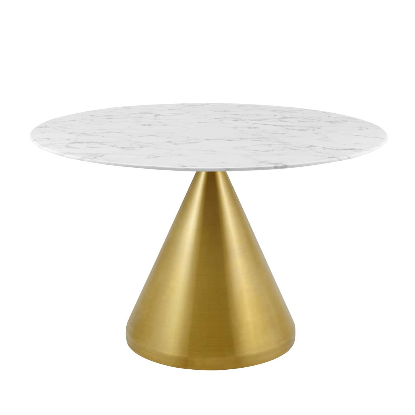 Tupelo 47" Artificial Marble Dining Table, Artificial Marble, Metal Steel, Gold White, 21014