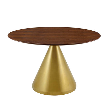 Tupelo 47" Dining Table, Wood, Metal Steel, Gold Brown Brown Walnut, 21015