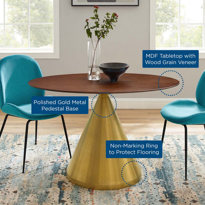 Tupelo 48" Oval Dining Table, Wood, Metal Steel, Gold Brown Brown Walnut, 21017