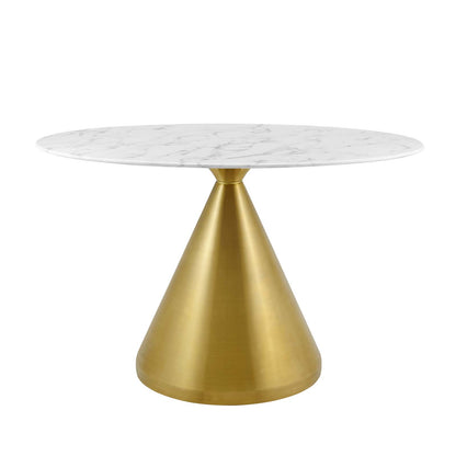 Tupelo 48" Oval Artificial Marble Dining Table, Artificial Marble, Metal Steel, Gold White, 21018