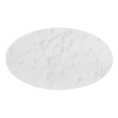 Tupelo 48" Oval Artificial Marble Dining Table, Artificial Marble, Metal Steel, Gold White, 21018