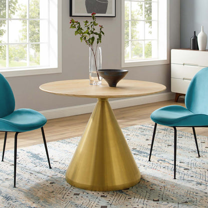 Tupelo 40" Dining Table, Wood, Metal Steel, Gold Brown Natural, 21020