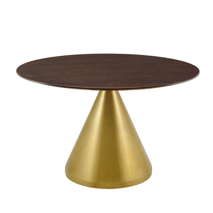 Tupelo 47" Dining Table, Wood, Metal Steel, Gold Dark Brown Brown Walnut, 21021