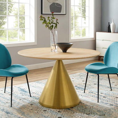 Tupelo 47" Dining Table, Wood, Metal Steel, Gold Brown Natural, 21022