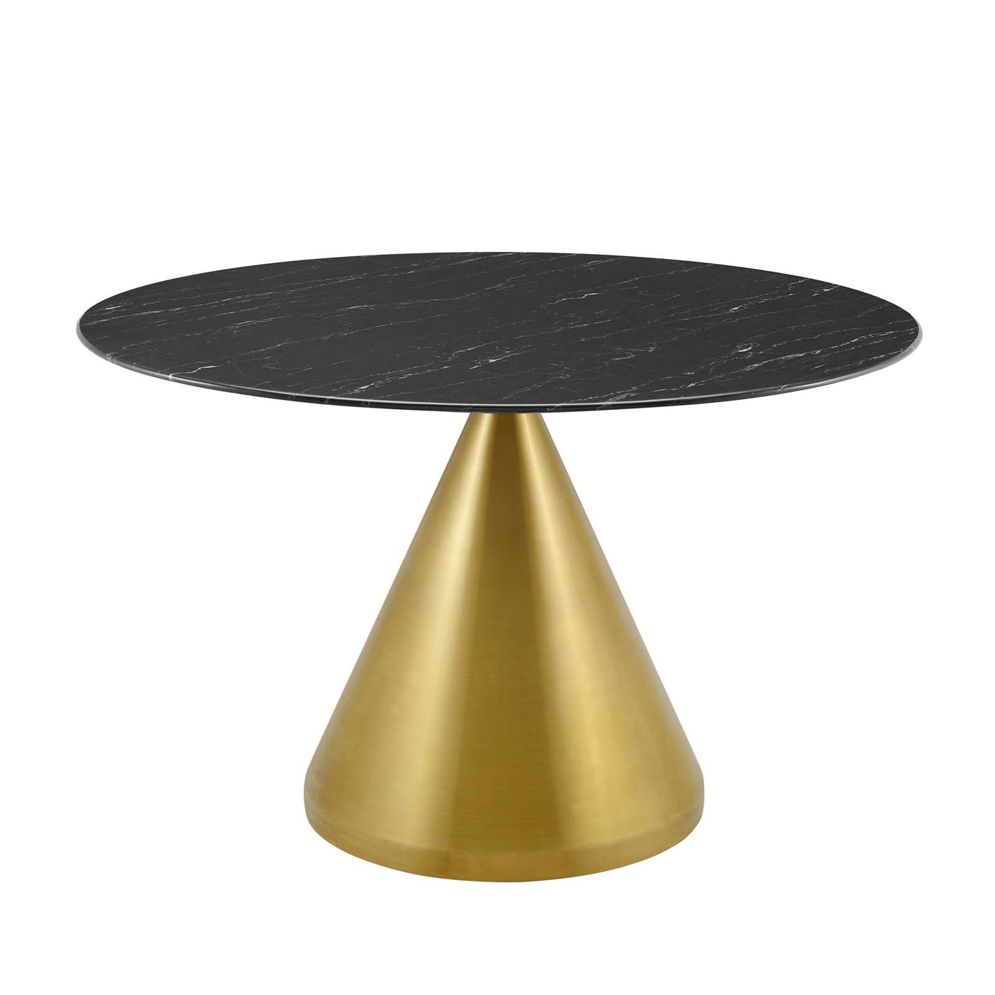 Tupelo 47" Artificial Marble Dining Table, Artificial Marble, Metal Steel, Gold Black, 21024