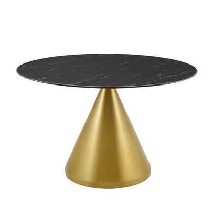 Tupelo 47" Artificial Marble Dining Table, Artificial Marble, Metal Steel, Gold Black, 21024