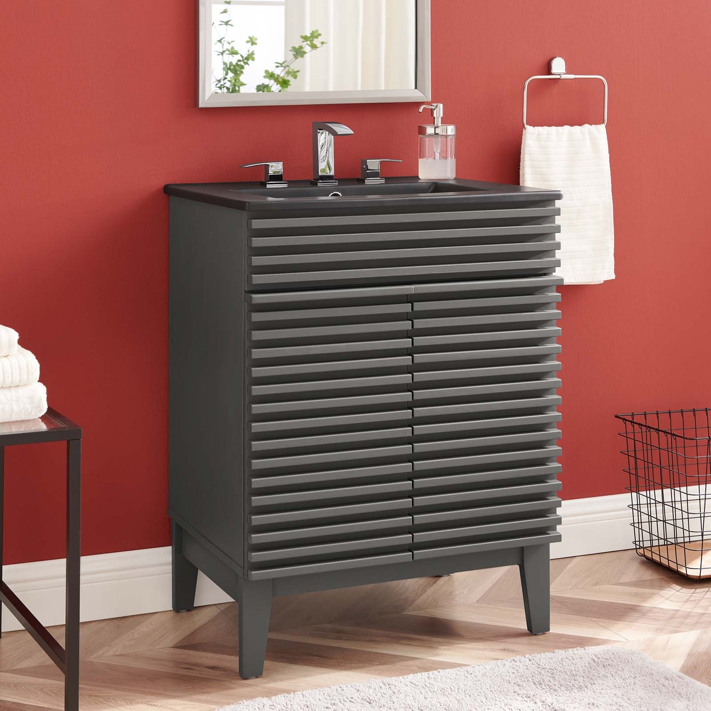Render 24" Bathroom Vanity, Wood, Grey Gray Black, 21026