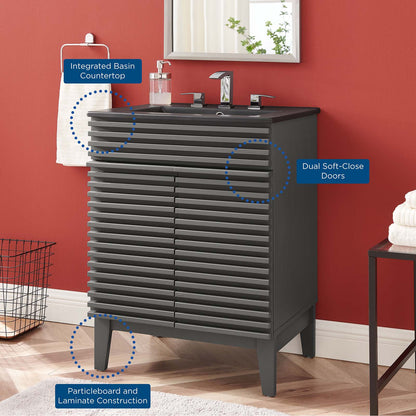 Render 24" Bathroom Vanity, Wood, Grey Gray Black, 21026