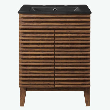 Render 24" Bathroom Vanity, Wood, Brown Walnut Black, 21027