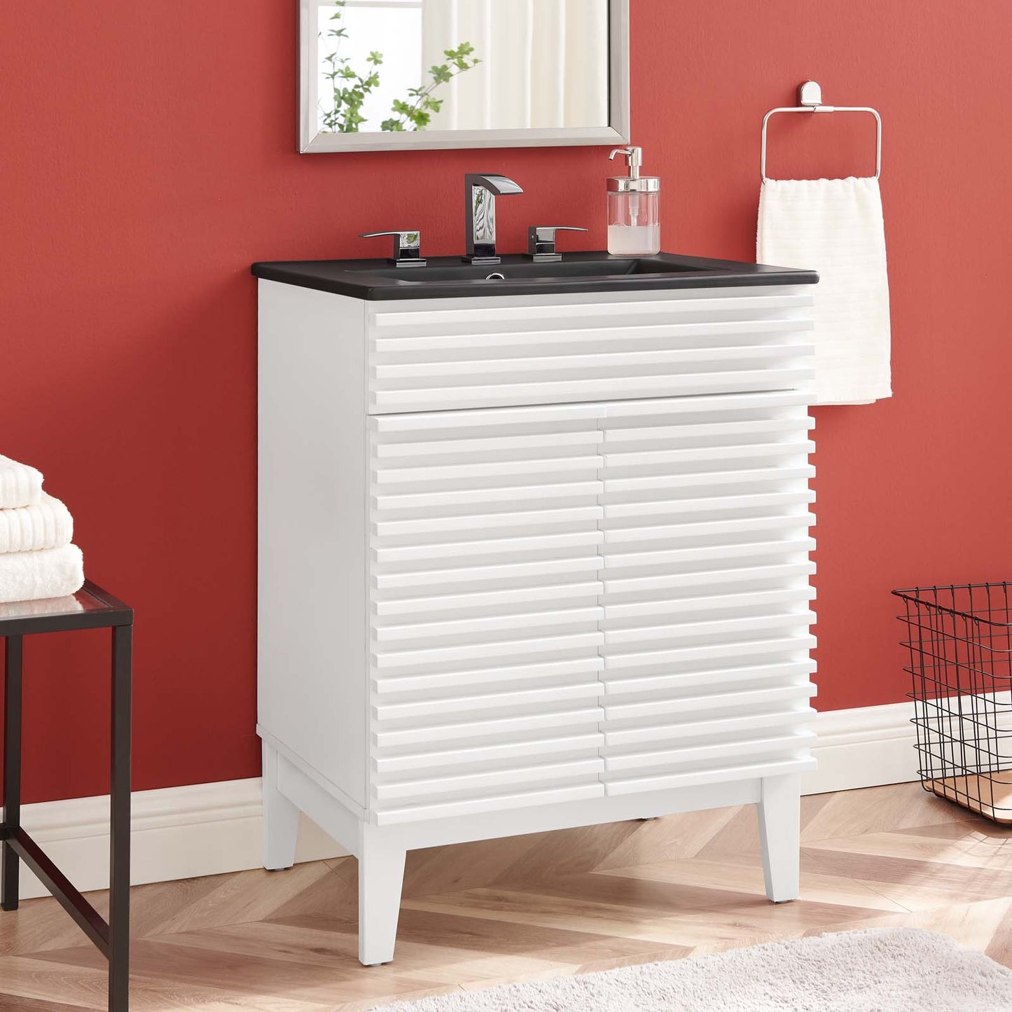 Render 24" Bathroom Vanity, Wood, White Black, 21028