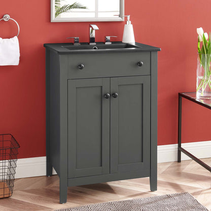 Nantucket 24" Bathroom Vanity, Wood, Grey Gray Black, 21029