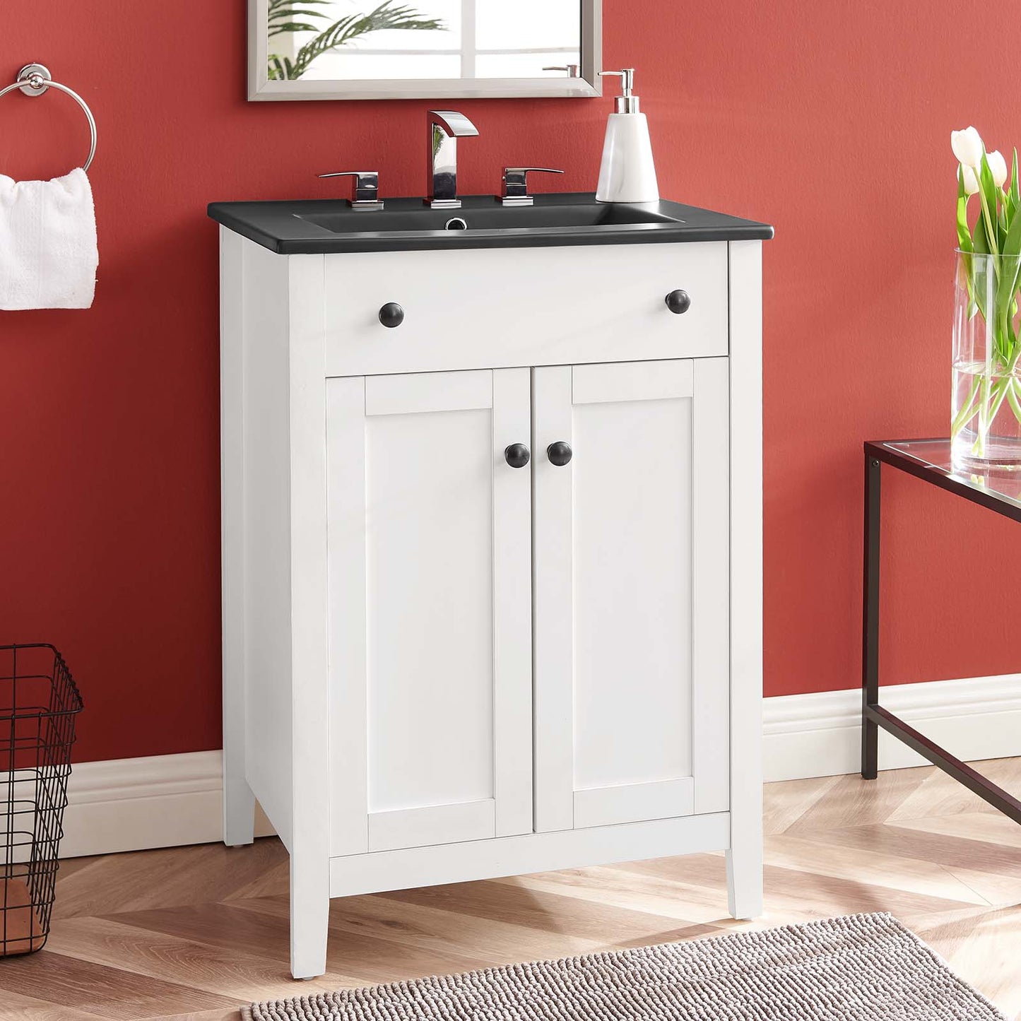 Nantucket 24" Bathroom Vanity, Wood, White Black, 21030