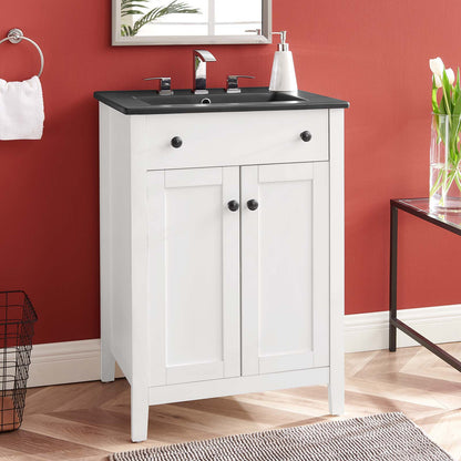 Nantucket 24" Bathroom Vanity, Wood, White Black, 21030