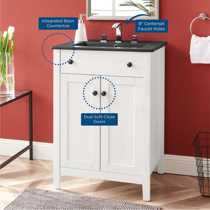 Nantucket 24" Bathroom Vanity, Wood, White Black, 21030