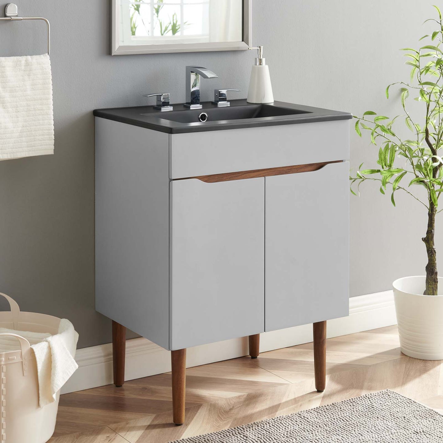 Harvest 24" Bathroom Vanity, Wood, Grey Gray Black, 21032