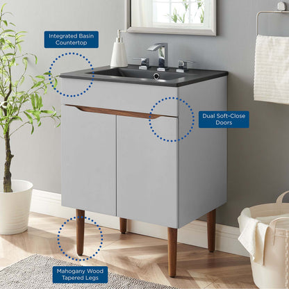 Harvest 24" Bathroom Vanity, Wood, Grey Gray Black, 21032