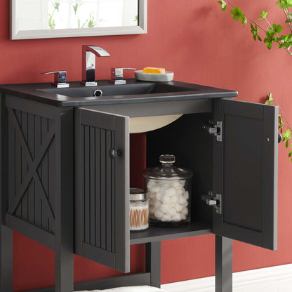 Steam 24" Bathroom Vanity, Wood, Grey Gray Black, 21035