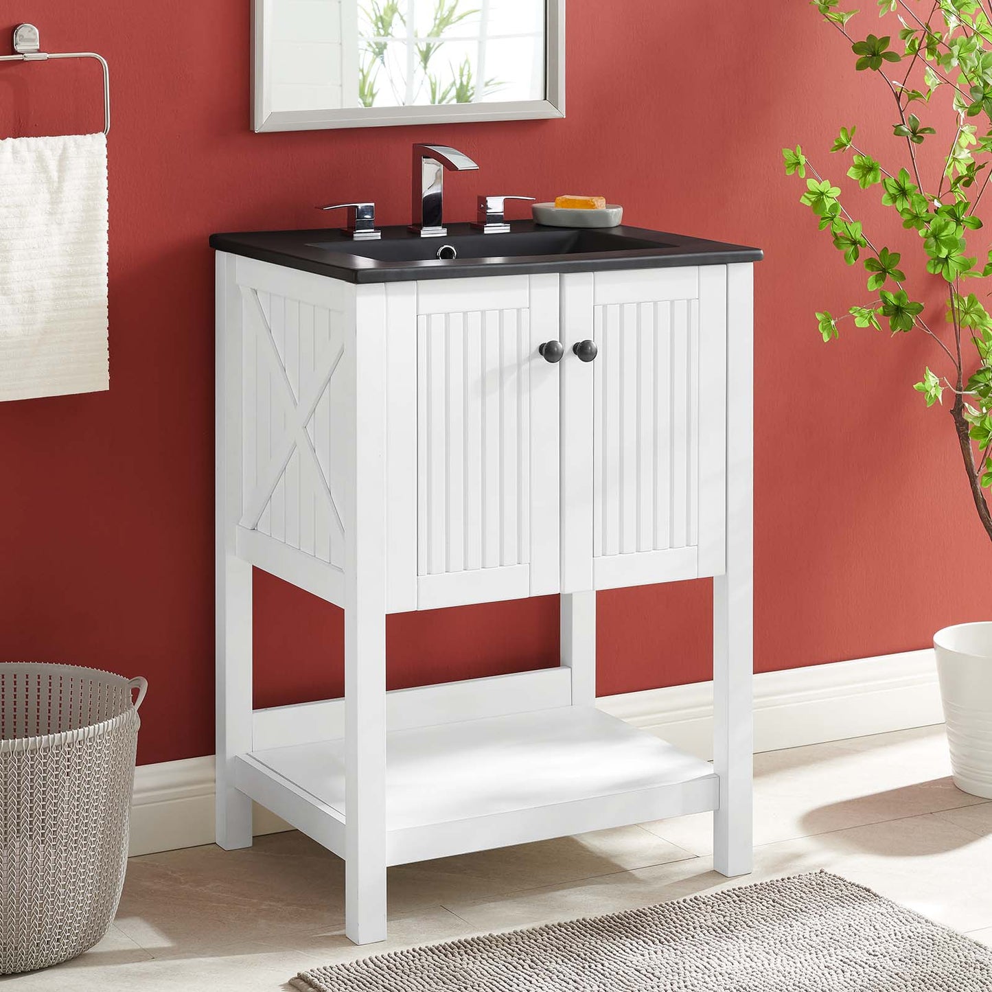 Steam 24" Bathroom Vanity, Wood, White Black, 21036