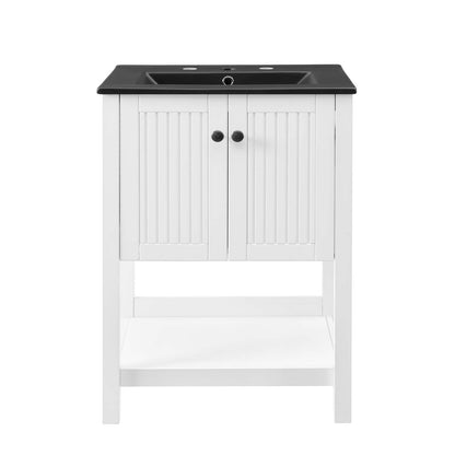 Steam 24" Bathroom Vanity, Wood, White Black, 21036