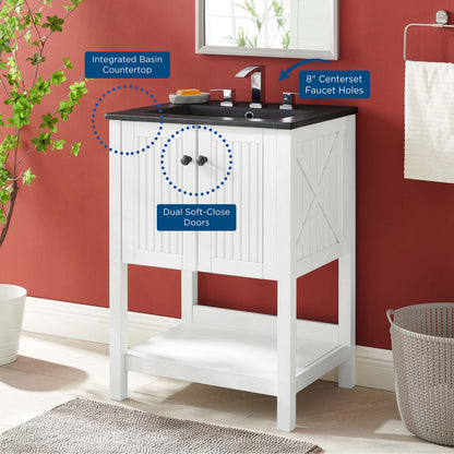 Steam 24" Bathroom Vanity, Wood, White Black, 21036