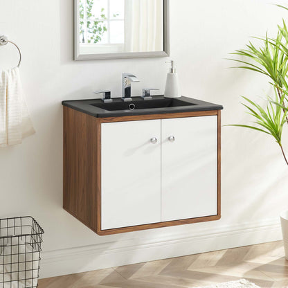 Transmit 24" Wall-Mount Bathroom Vanity, Wood, White Black, 21037