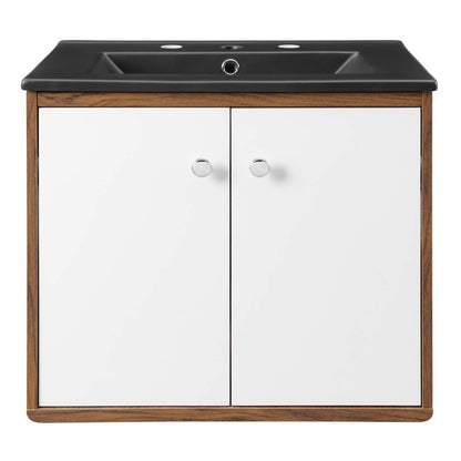Transmit 24" Wall-Mount Bathroom Vanity, Wood, White Black, 21037