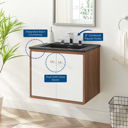 Transmit 24" Wall-Mount Bathroom Vanity, Wood, White Black, 21037